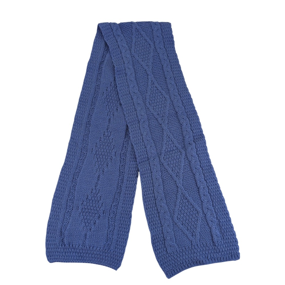 Connemara‎ Knitwear Merino Wool Cable Knit Scarf Periwinkle Blue Made in Ireland